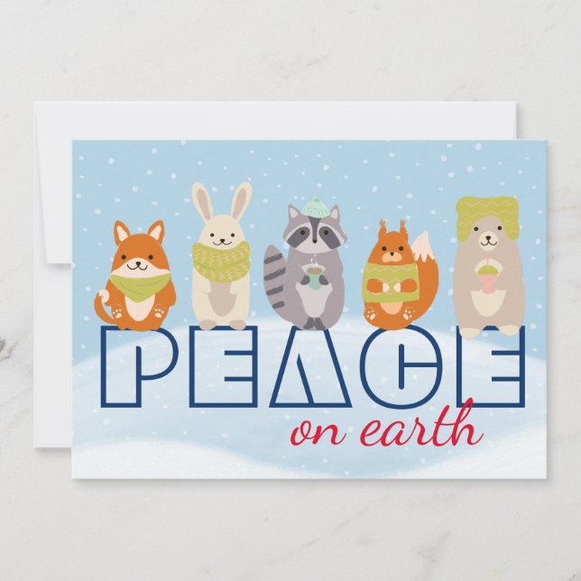 Paix sur Terre Woodland Animaux Appartement Carte  (Devant)