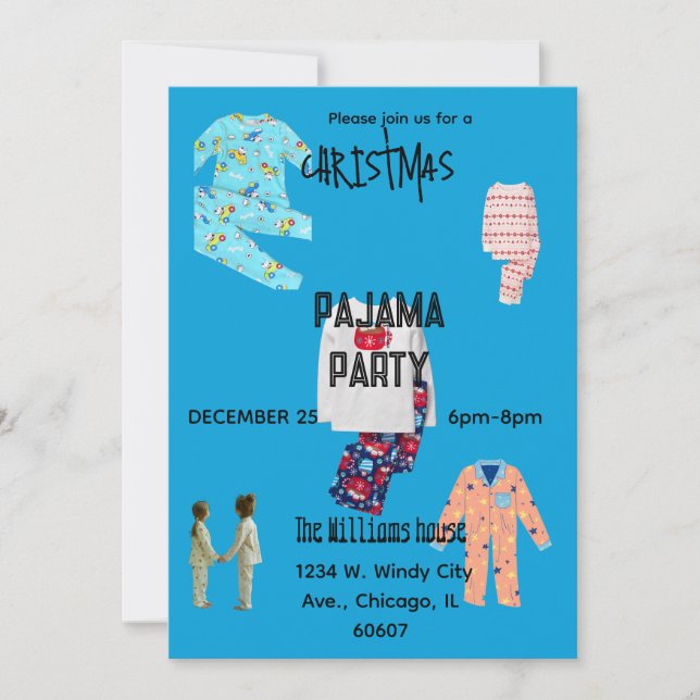 Pajama Christmas Party Invitation Einladung (Vorderseite)