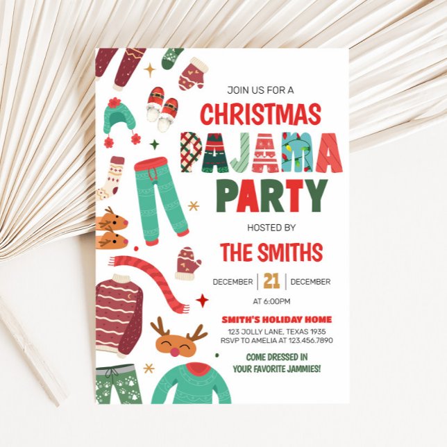Pajama Holiday Weihnachts-Party Einladung (Holiday Pajama Christmas Party Invitation)