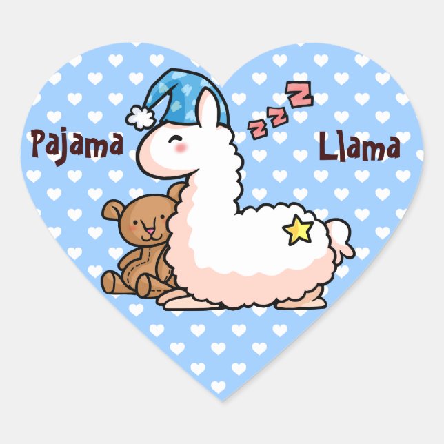 Pajama Llama Herz-Aufkleber (Vorderseite)
