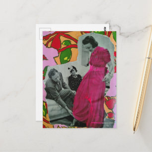 Pajama-Model Damen um 1939  Mixed Media Collage Postkarte