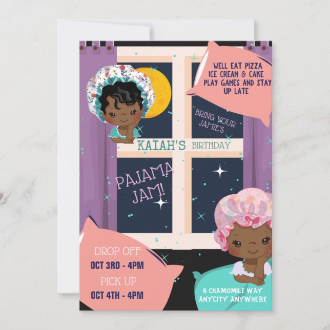 Pajama Party Anniversaire Carte d'invitation (Devant)