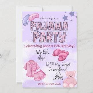 Pajama Party Birthday Einladung