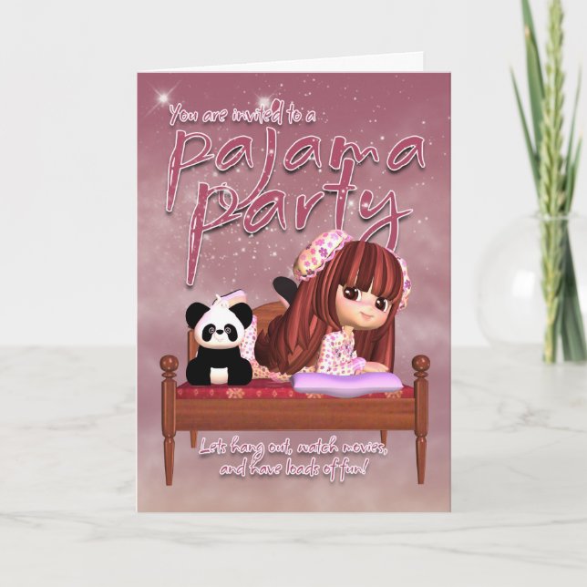 Pajama Party Einladung Card (Vorderseite)