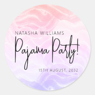 Pajama Party Farbenfrohe Pastel Elegante Runder Aufkleber