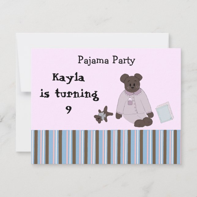 Pajama Party Geburtstagseinladungen Einladung (Vorderseite)