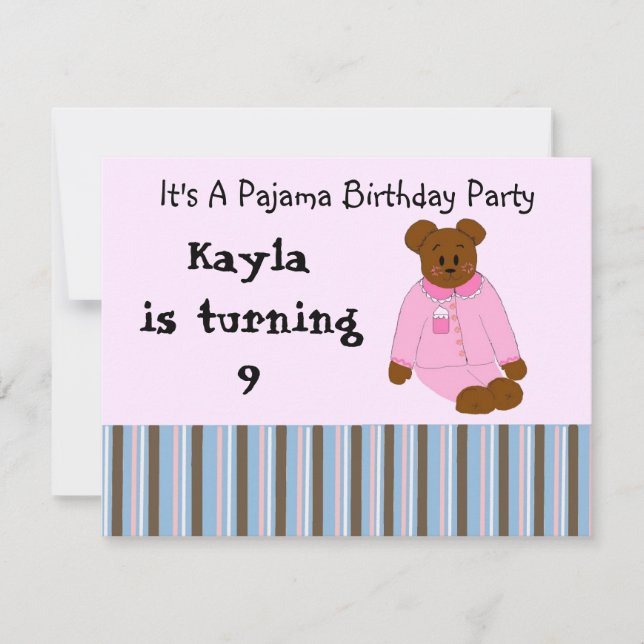 Pajama Party Geburtstagseinladungen Einladung (Vorderseite)