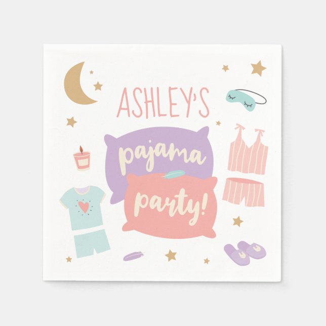 Pajama Party Girls Jegliches Alters Happy Birthday Serviette (Vorderseite)