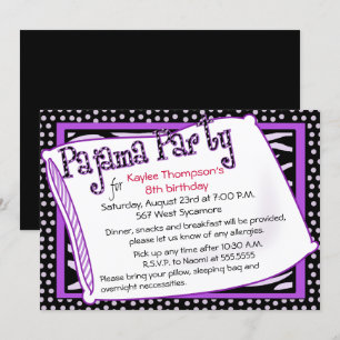 Pajama-Party in Schwarz und Lila Einladung