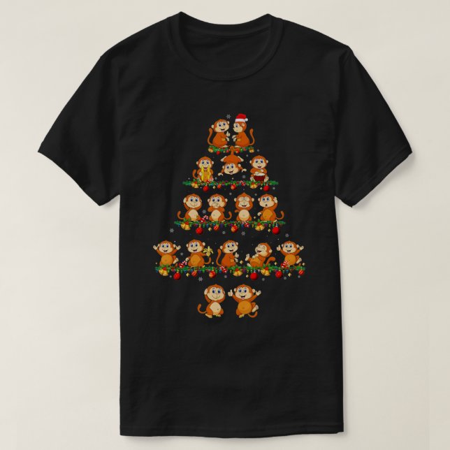 Pajama Sets Weihnachten Matching Monkey Xmas T-Shirt (Design vorne)