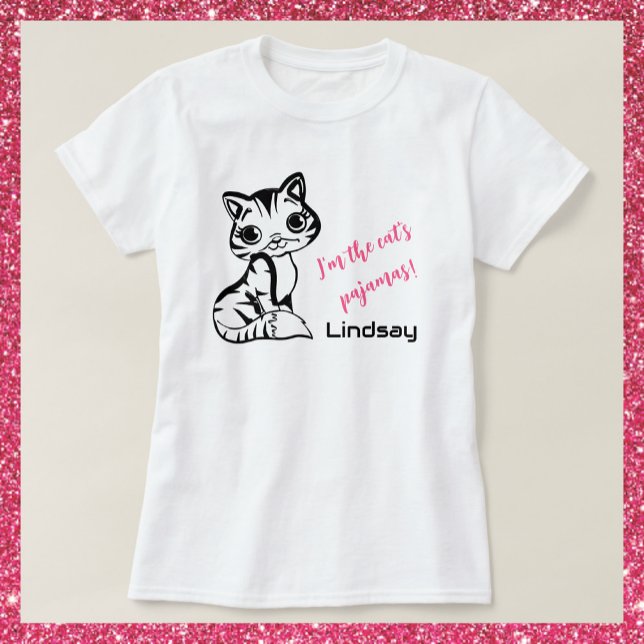Pajamas der niedlichen und rosa Katze T-Shirt (Von Creator hochgeladen)