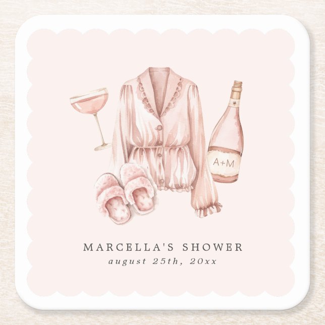 Pajamas & Prosecco Brautparty Bachelorette Rechteckiger Pappuntersetzer (Vorderseite)