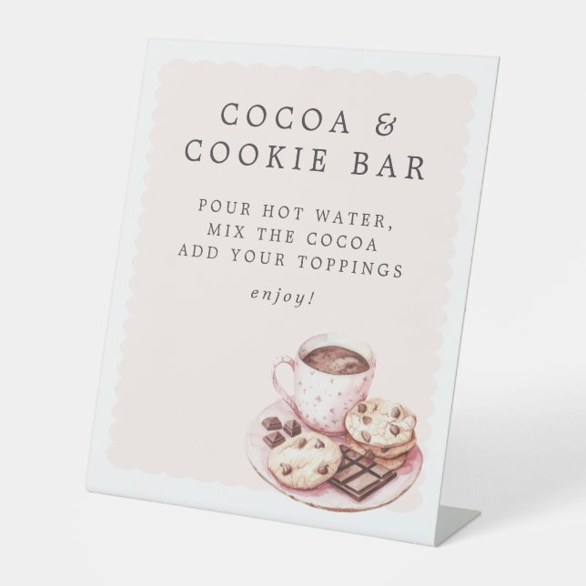 Pajamas & Prosecco Brautparty Kakao & Cookies Sockelschild (Vorderseite)