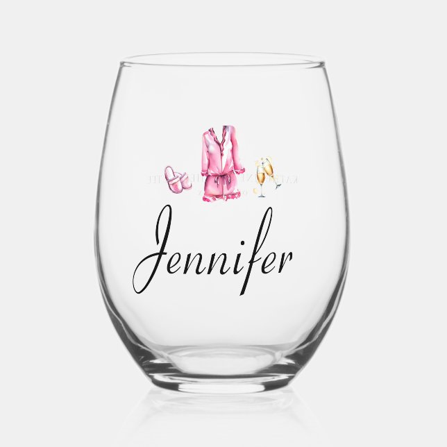 Pajamas Prosecco Chic Junggeselinnen-Abschied Cust Weinglas Ohne Stiel (Vorderseite)