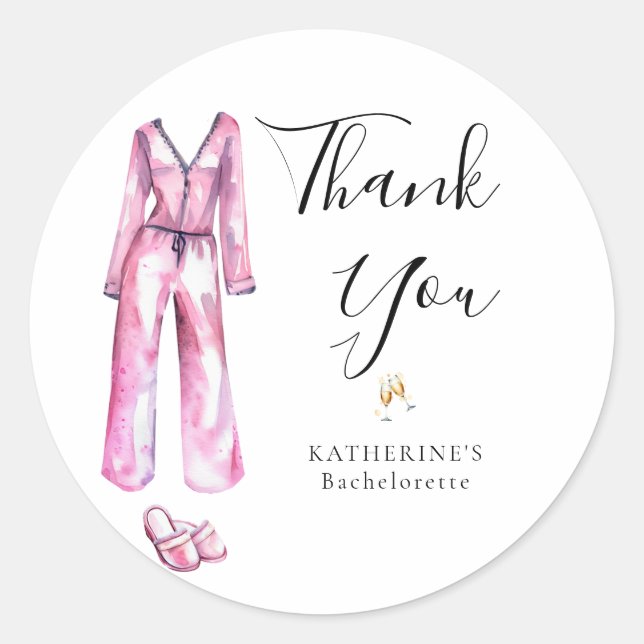 Pajamas Prosecco Chic Junggeselinnen-Abschied Viel Runder Aufkleber (Vorderseite)
