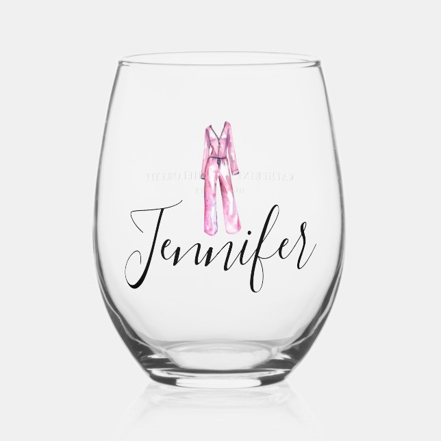Pajamas Prosecco Chic Junggeselinnen-Abschied Viel Weinglas Ohne Stiel (Vorderseite)