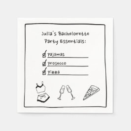 Pajamas & Prosecco Handgeschriebener Junggeselinne Serviette