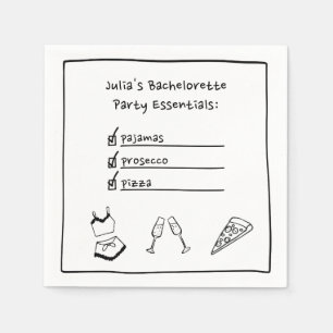 Pajamas & Prosecco Handgeschriebener Junggeselinne Serviette