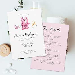 Pajamas Prosecco Junggeselinnen-Abschied Itinerary Einladung