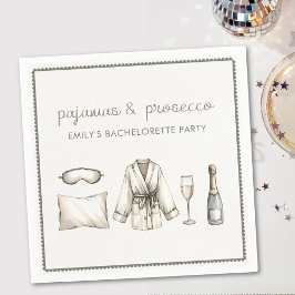 Pajamas & Prosecco Personalisierter Junggeselinnen Serviette