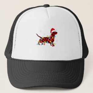 Pajamas Red Buffalo Pläd Dachshund Dog Merry Chri Truckerkappe