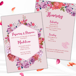Pajamas und Prosecco Floral Bachelorette Wochenend Einladung