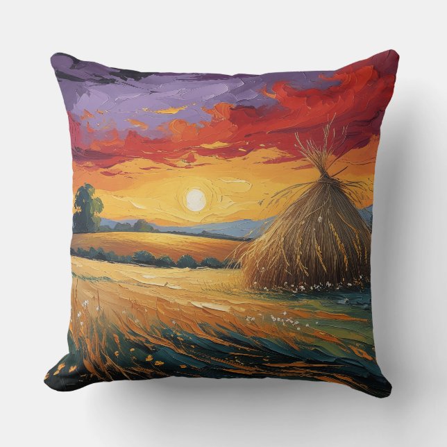 Pajar solitario al atardecer kissen (Vorderseite)