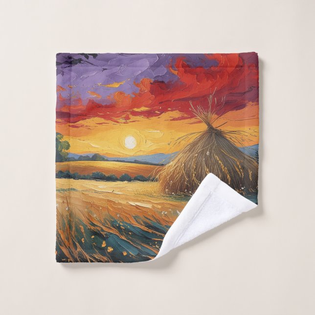 Pajar solitario al atardecer waschlappen (Waschlappen)