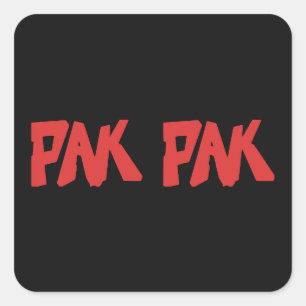 Pak Pak Handgezeichnete Wortmarke Rot Quadratischer Aufkleber