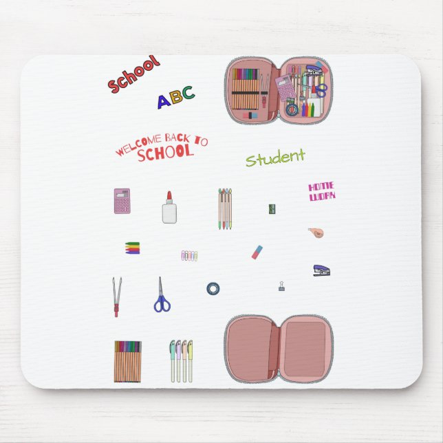 Paket mit Set zurück in die Schule Mousepad (Vorne)
