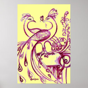 PAKETE IN LIEBE, Lila und gelb, rot Poster