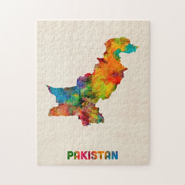 Pakistan-Aquarell-Karte (Vertikal)