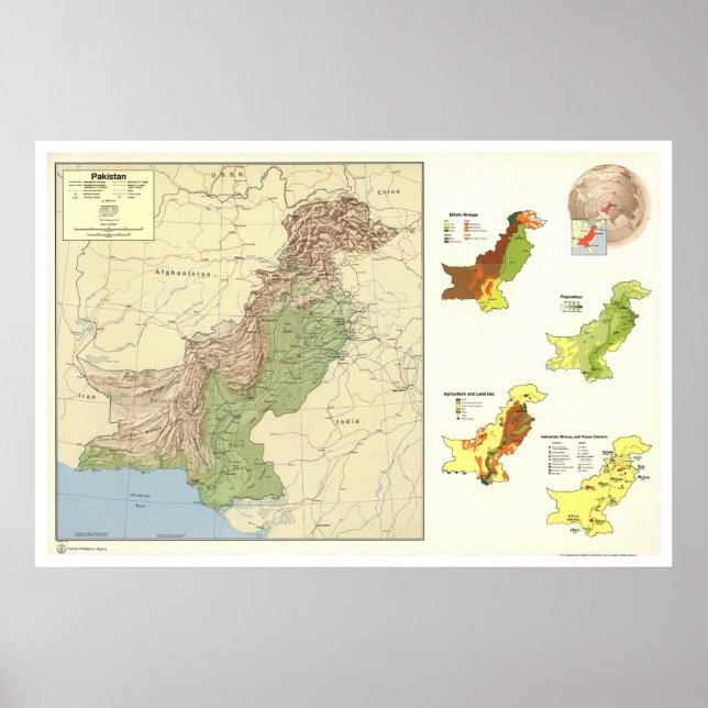 Pakistan - Detaillierte Karte - 1973 Poster (Vorne)