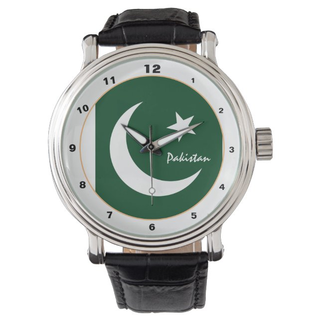 Pakistan Flag & Pakistan trendy fashion /design Armbanduhr (Vorderseite)