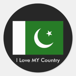 Pakistan Flagge2 - PK-Liebe MEIN Land MUSEUM Runder Aufkleber