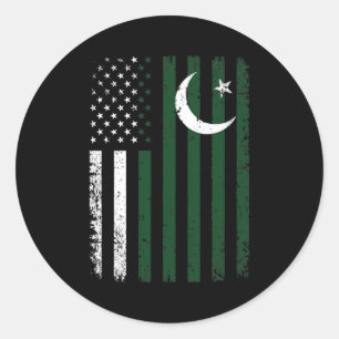 Pakistan-Flagge 4. Juli USA Pakistanische Flagge Runder Aufkleber