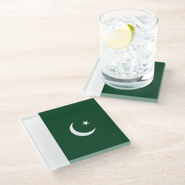 Pakistan-Flagge Glasuntersetzer (Schrägansicht)