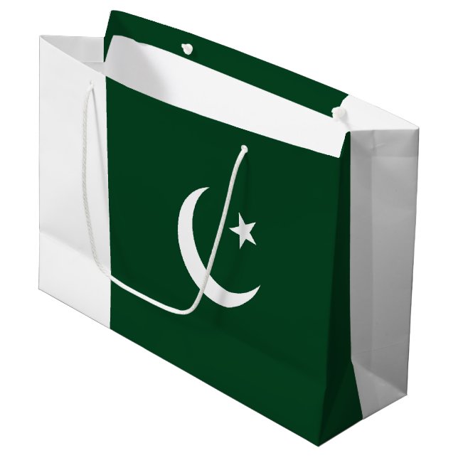 Pakistan-Flagge Große Geschenktüte (Vorderseite Schrägansicht)