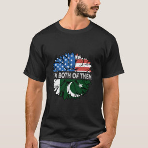 Pakistan-Flagge Ich bin beide USA Sonnenblume Paki T-Shirt