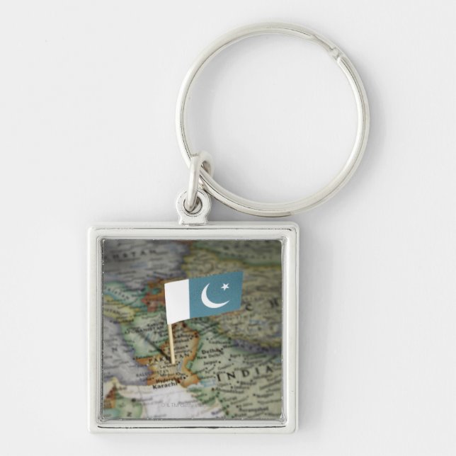 Pakistan-Flagge in der Karte Schlüsselanhänger (Vorne)