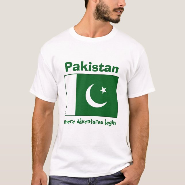 Pakistan-Flagge + Karte + Text-T - Shirt (Vorderseite)