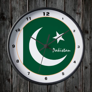 Pakistan-Flagge, moderne pakistanische Zuhause/Des Runde Wanduhr