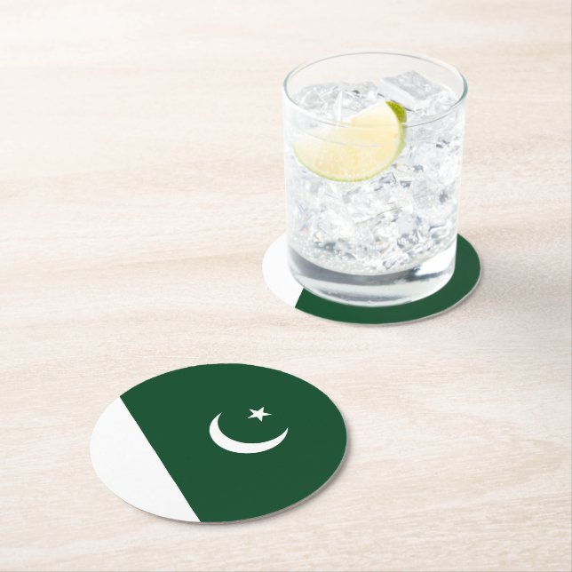 Pakistan-Flagge Runder Pappuntersetzer (Vor Ort)