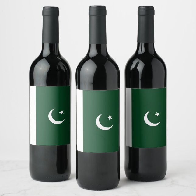 Pakistan-Flagge Weinetikett (Flaschen)