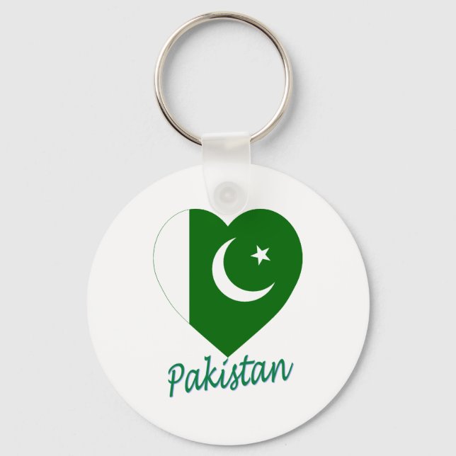 Pakistan Flaggenherz Schlüsselanhänger (Vorderseite)