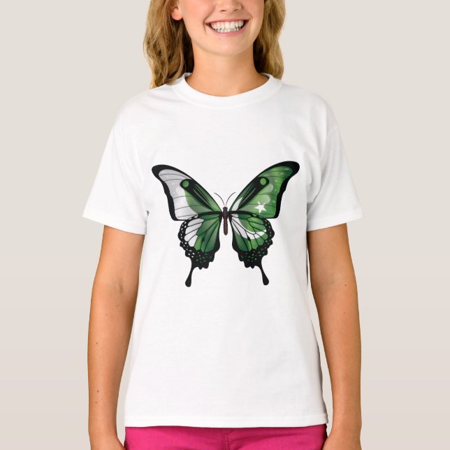 Pakistan Frack Butterfly Flag T-Shirt (Vorderseite)