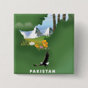 Pakistan illustrierte Reisekarte. Button