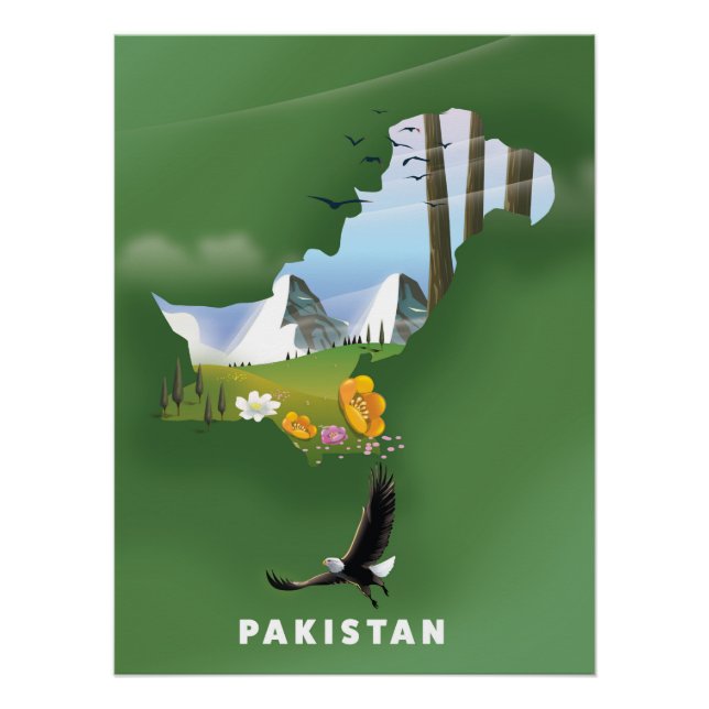 Pakistan illustrierte Reisekarte. Poster (Vorderseite)