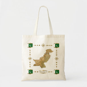 Pakistan-Karte + Flaggen-Tasche Tragetasche