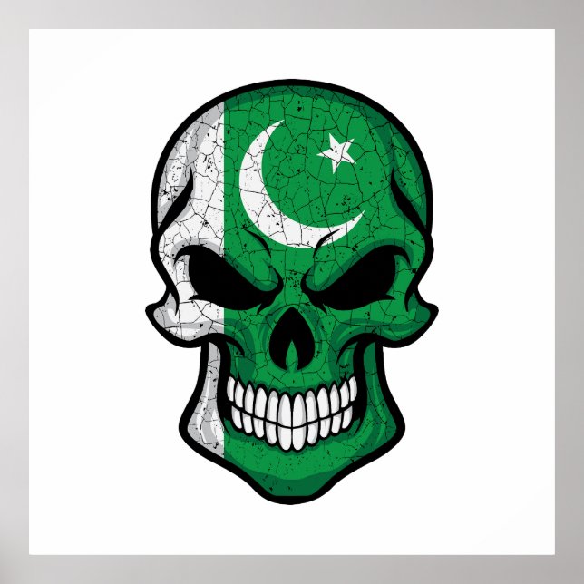 Pakistan lächelt Schädelflagge Poster (Vorne)